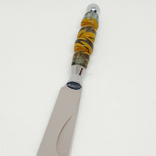 Couteau à beurre en verre de Murano - Acier transparent et épis moutarde | EMPREINTES Paris - EMPREINTES Paris
