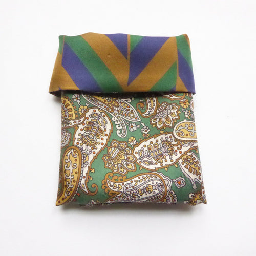 Pochette soie homme - cachemire geometrique vert | EMPREINTES Paris - EMPREINTES Paris