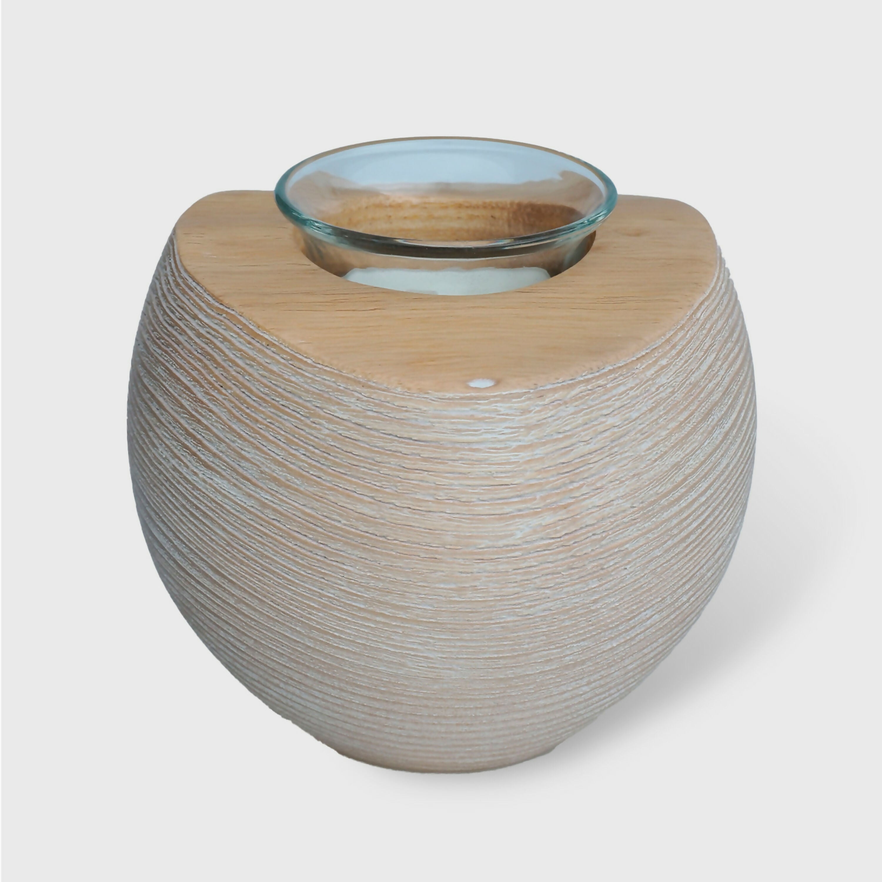 Bougeoir en frêne à bord naturel - céruse blanche | EMPREINTES Paris