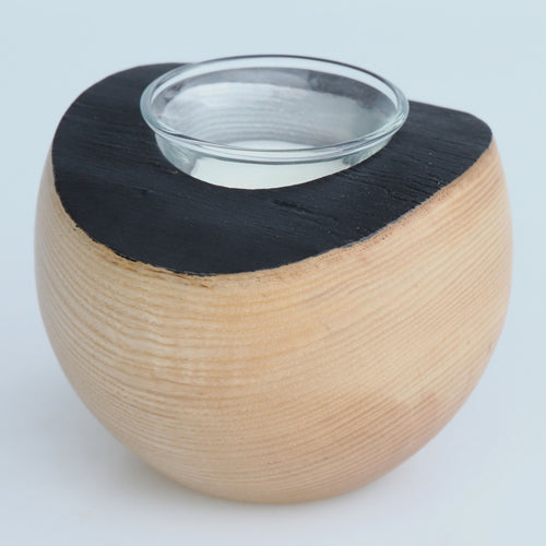 Bougeoir en frêne noir et argent à bord naturel | EMPREINTES Paris - EMPREINTES Paris