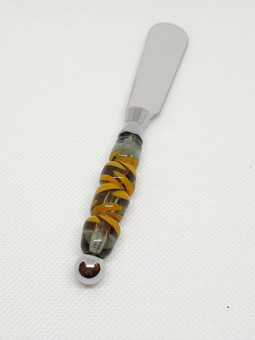 Couteau à beurre en verre de Murano - Acier transparent et épis moutarde | EMPREINTES Paris - EMPREINTES Paris