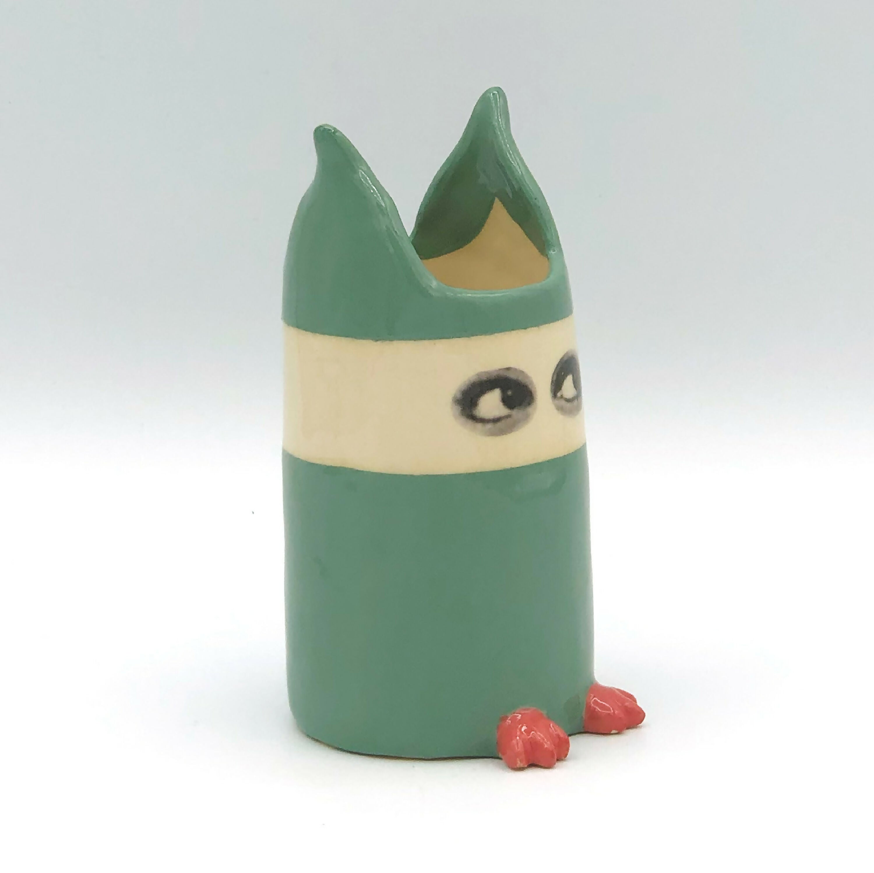 Vase Espionne vert mousse à bandeau, petit modèle | EMPREINTES Paris