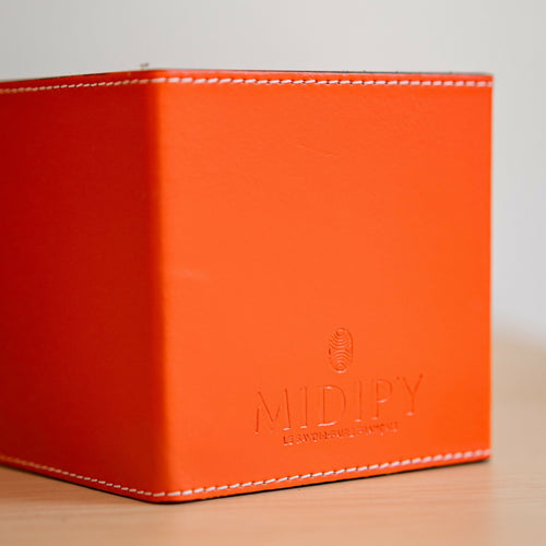 Bloc cube papier Savines cuir Tangerine | EMPREINTES Paris - EMPREINTES Paris