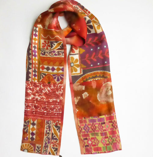 Echarpe soie, ethno chic orangé | EMPREINTES Paris - EMPREINTES Paris