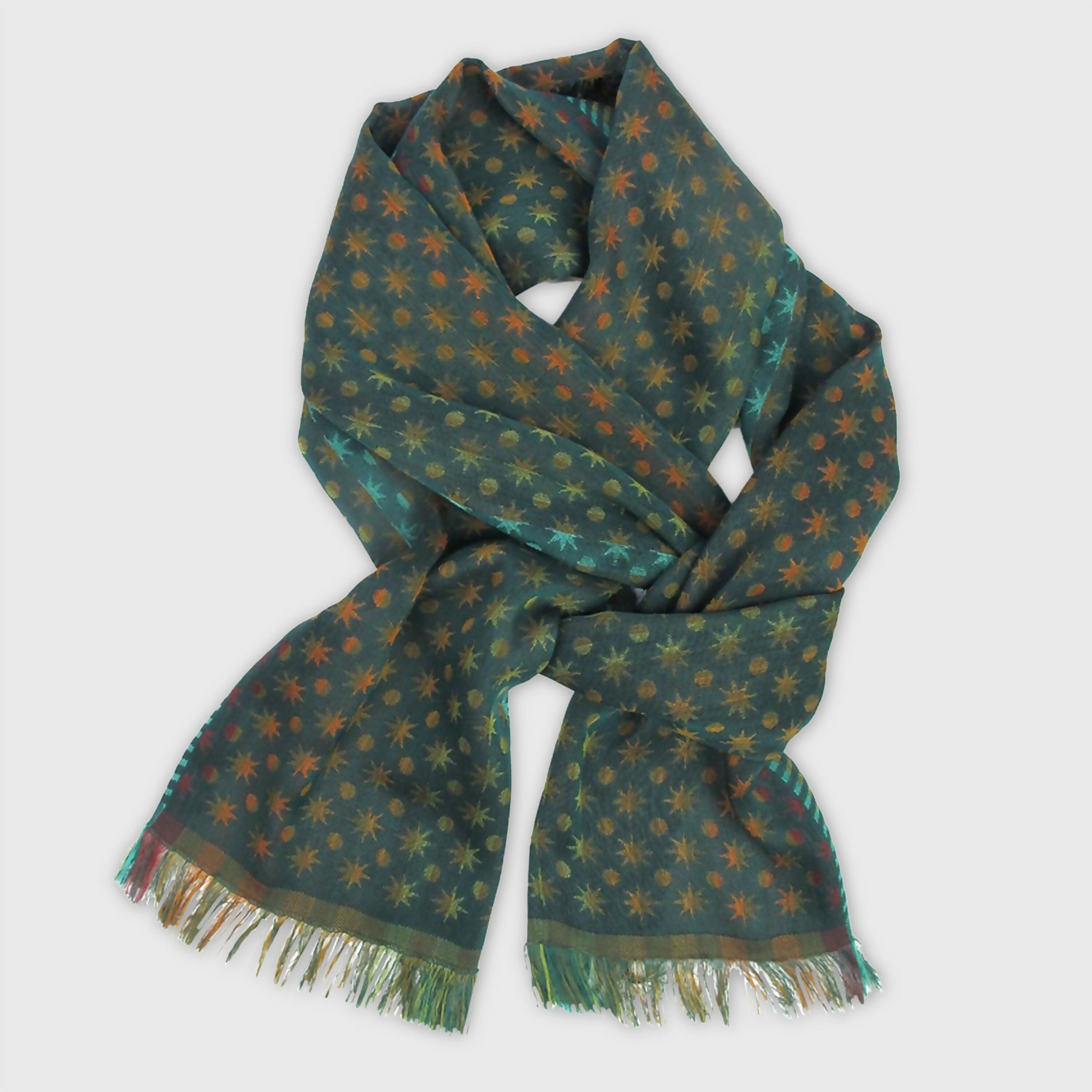 Écharpe étroite coton soie forêt multico étoile | EMPREINTES Paris