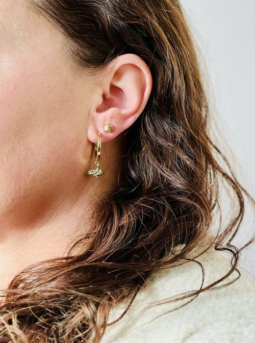 Boucles d'oreille Puces Pyrite - bazalte copie | EMPREINTES Paris - EMPREINTES Paris