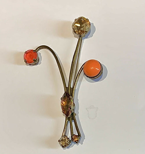 Broche trois branches camel orange | EMPREINTES Paris - EMPREINTES Paris