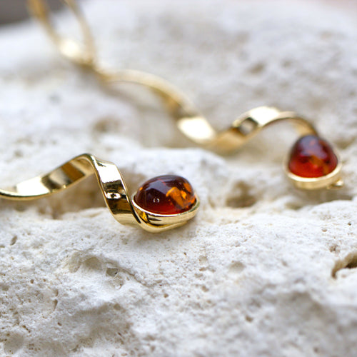 Boucles d'oreilles plaqué or et ambre | EMPREINTES Paris - EMPREINTES Paris