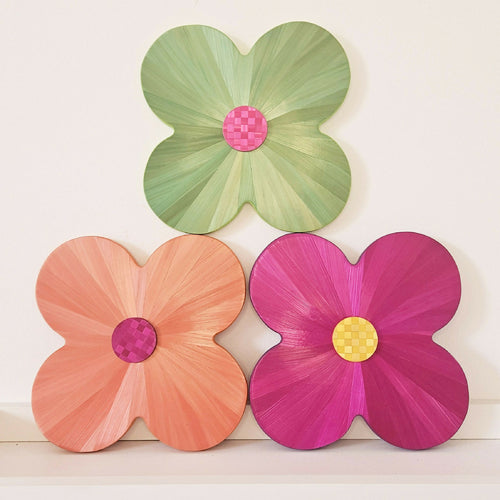 FlowerPower - fleur en marqueterie de paille orange | EMPREINTES Paris - EMPREINTES Paris