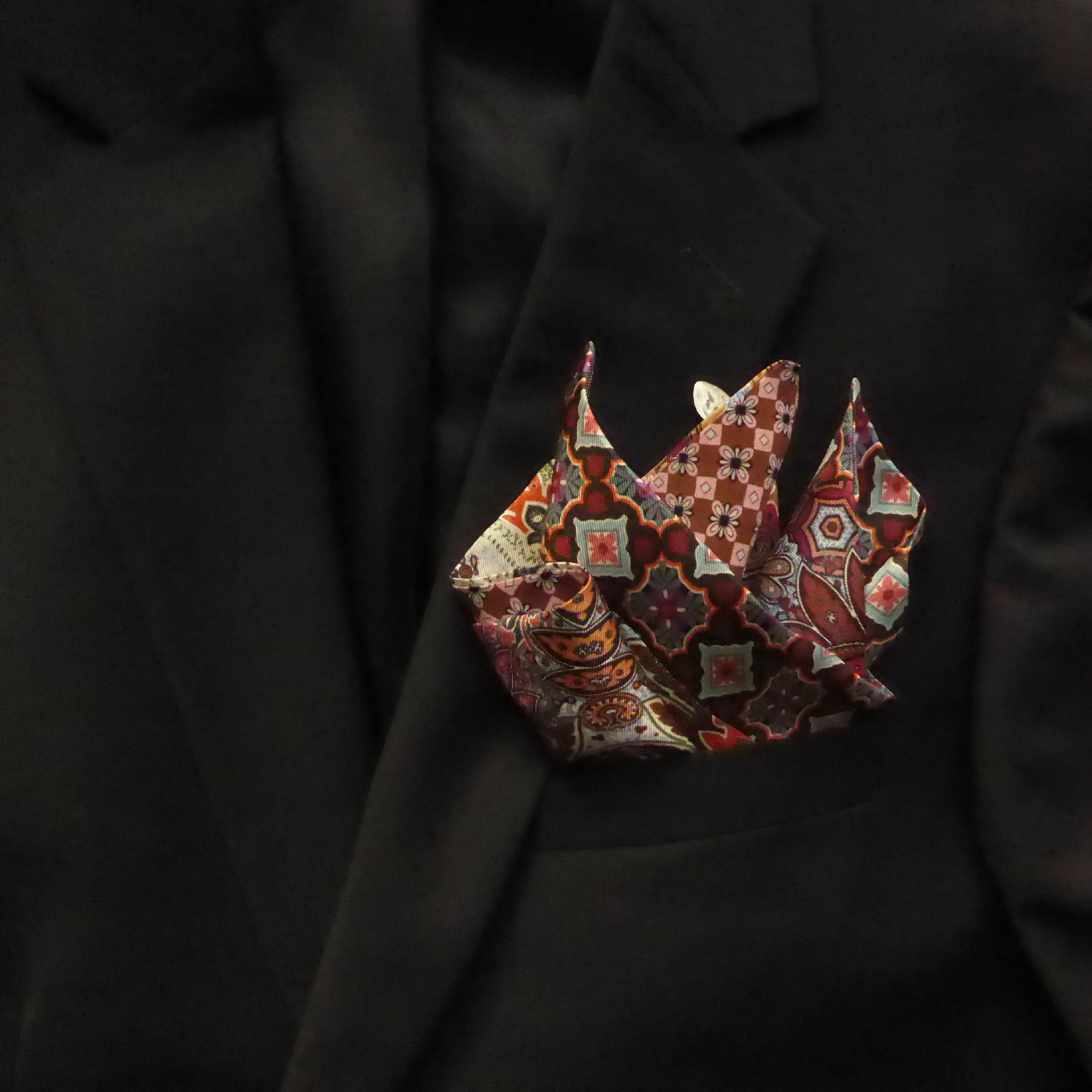 Pochette soie homme - cachemire géométrique rust | EMPREINTES Paris