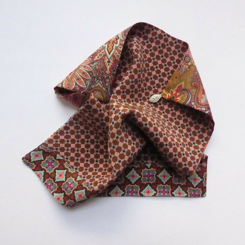 Pochette soie homme - cachemire géométrique rust | EMPREINTES Paris - EMPREINTES Paris