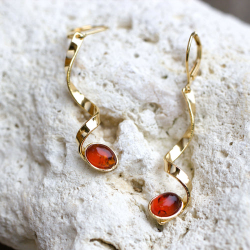 Boucles d'oreilles plaqué or et ambre | EMPREINTES Paris - EMPREINTES Paris