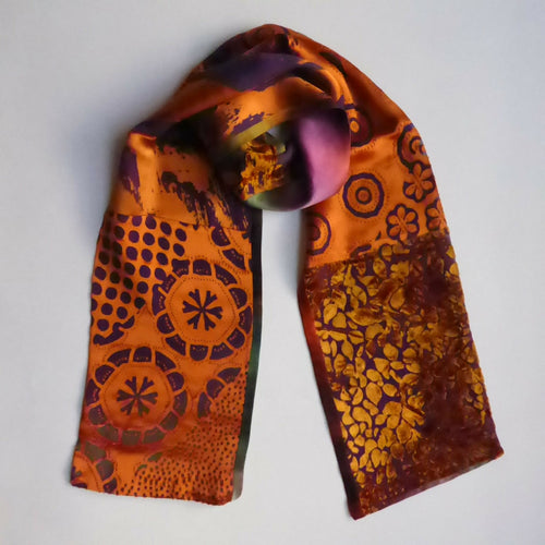 Écharpe soie- velours orange | EMPREINTES Paris - EMPREINTES Paris