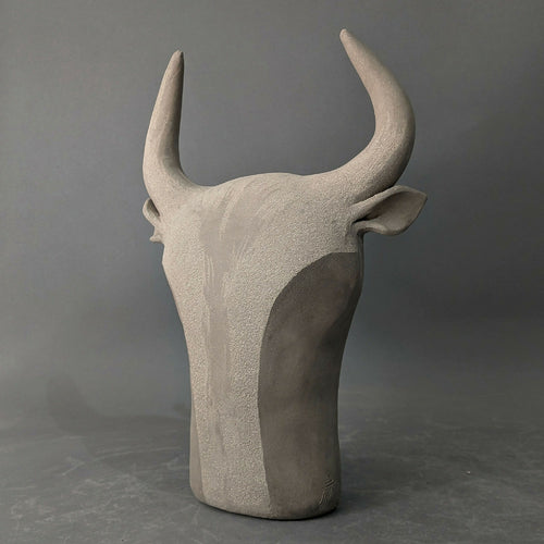 Sculpture Tête Taureau Gris | EMPREINTES Paris - EMPREINTES Paris