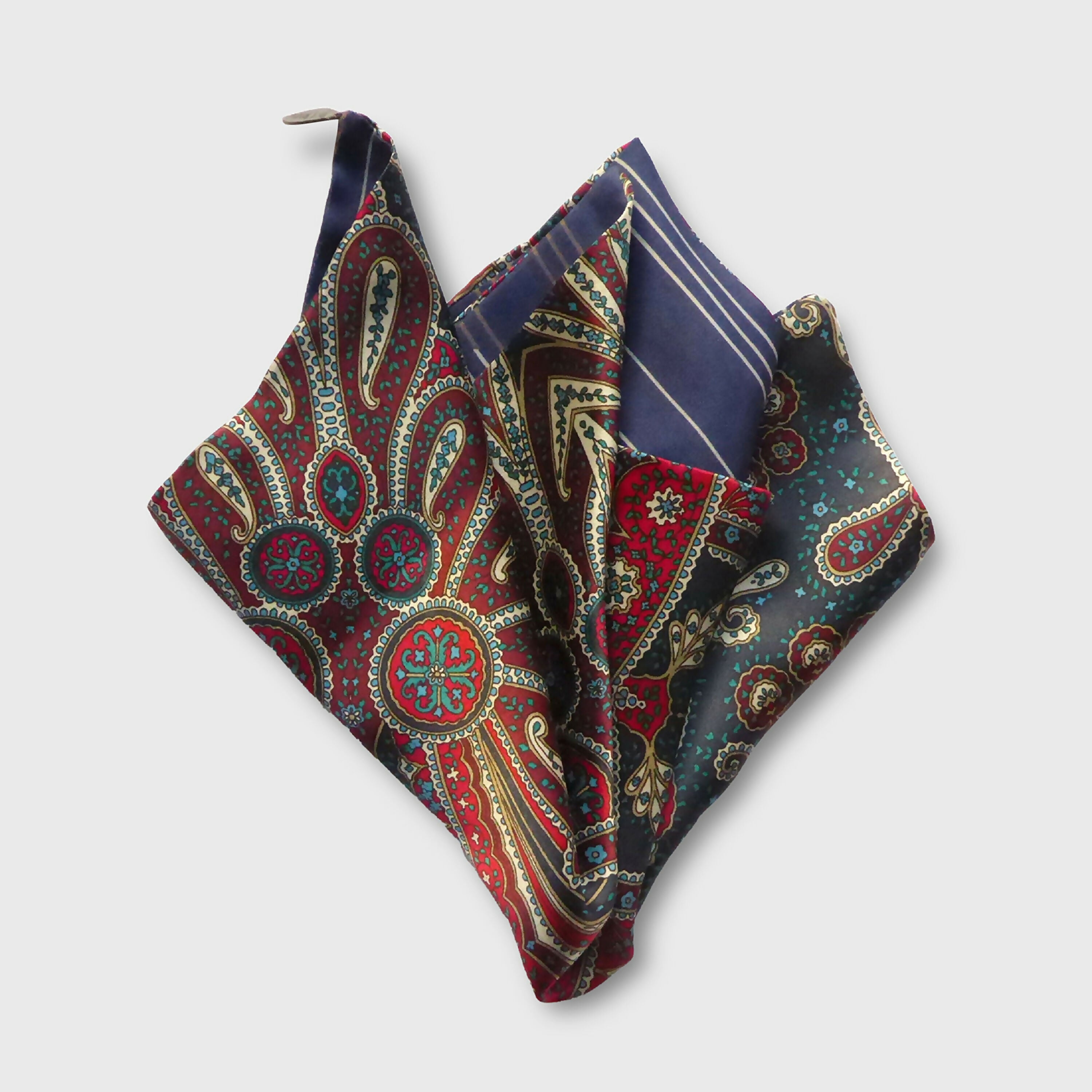 Pochette soie homme - cachemire rayure | EMPREINTES Paris