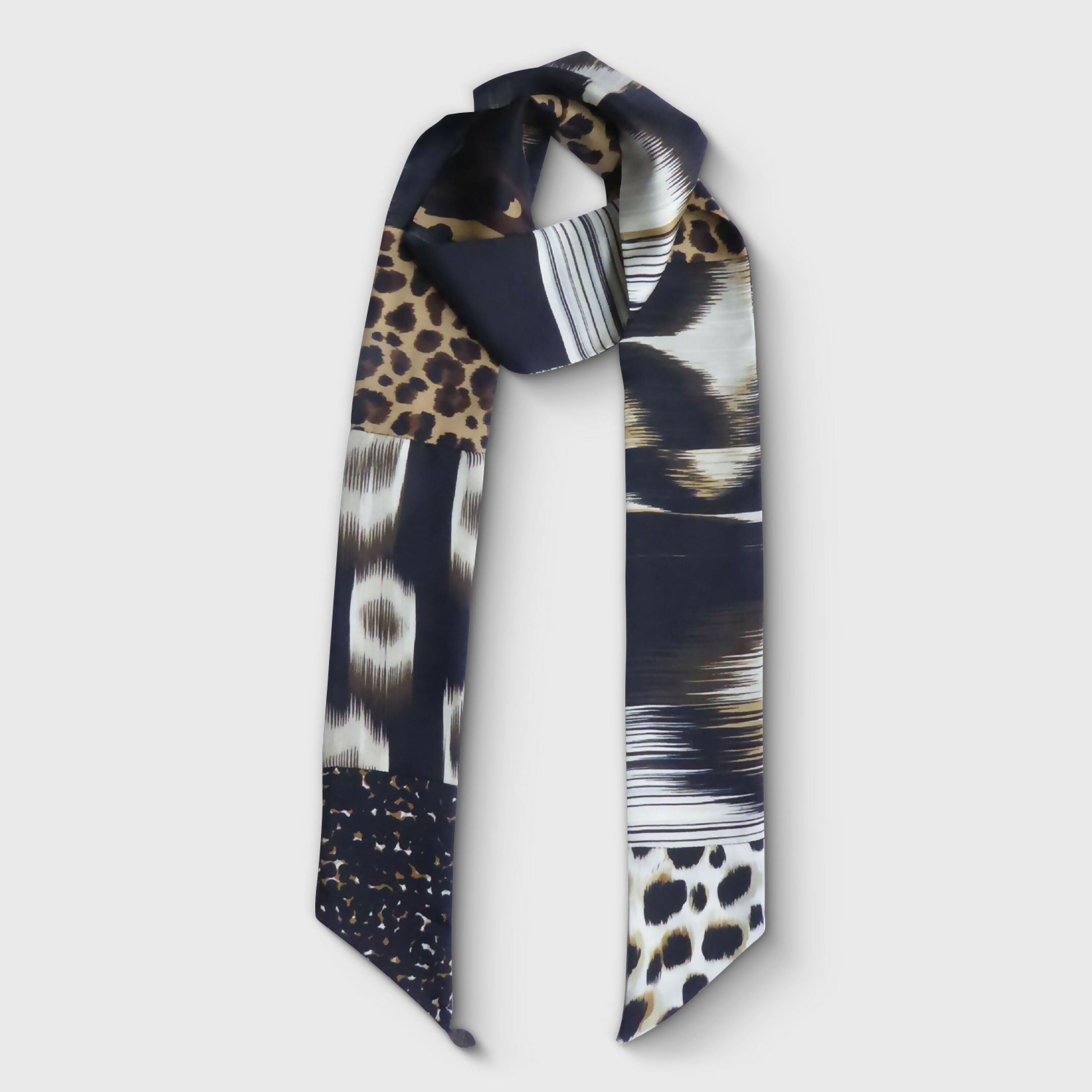 Bandeau soie- ethno chic noir- blanc | EMPREINTES Paris