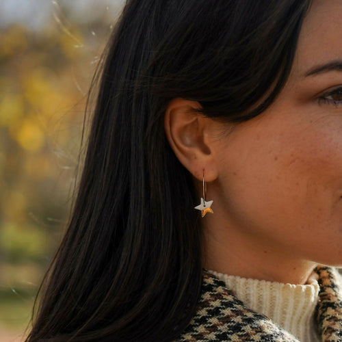 Créoles Etoiles en porcelaine et or | EMPREINTES Paris - EMPREINTES Paris