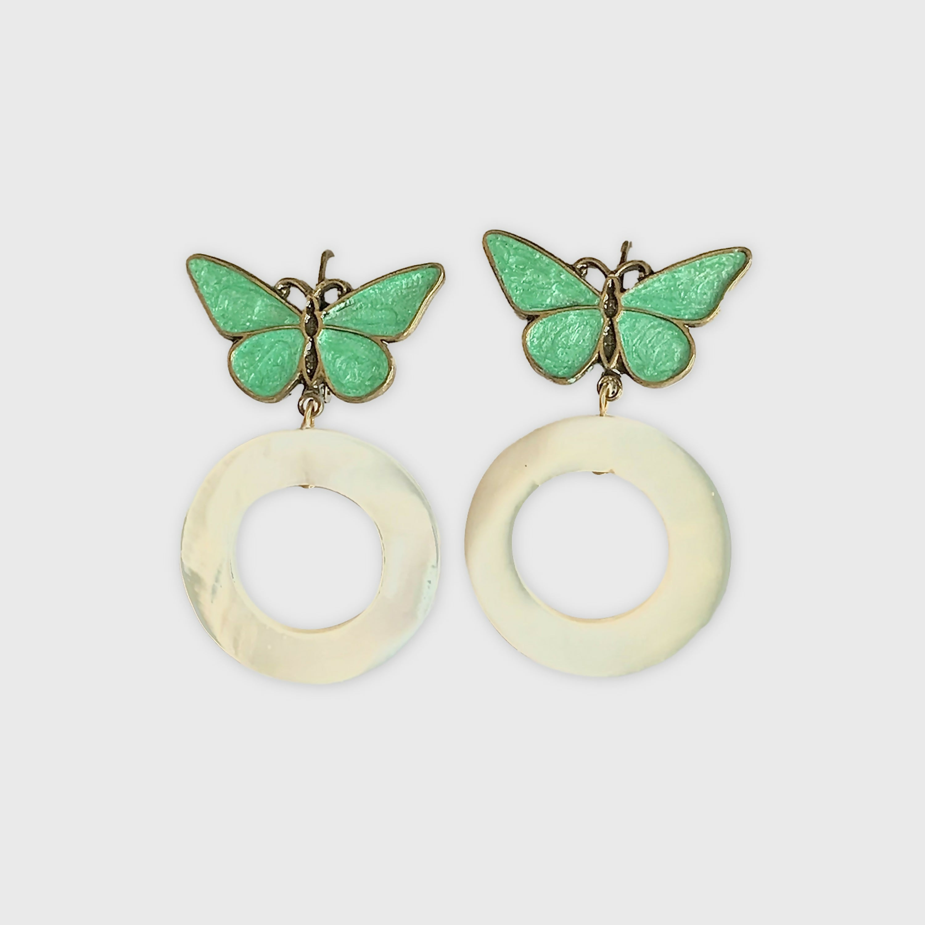 Boucles d’oreilles papillons turquoise nacré | EMPREINTES Paris
