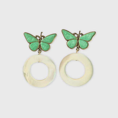 Boucles d’oreilles papillons turquoise nacré | EMPREINTES Paris - EMPREINTES Paris