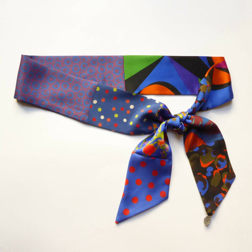 Bandeau soie- pop blue red | EMPREINTES Paris - EMPREINTES Paris