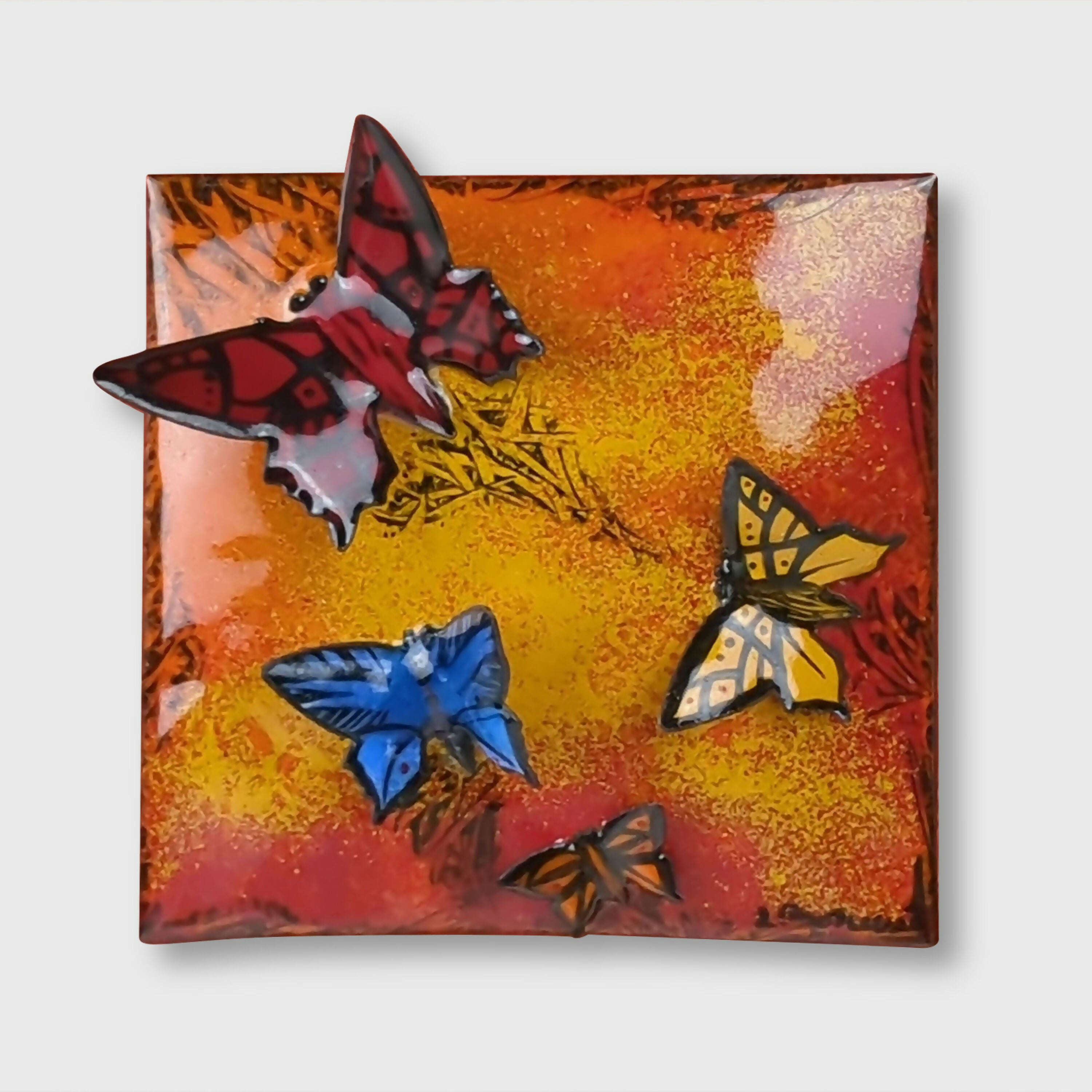 Tableau Papillonner – Émail sur Cuivre avec volume | EMPREINTES Paris