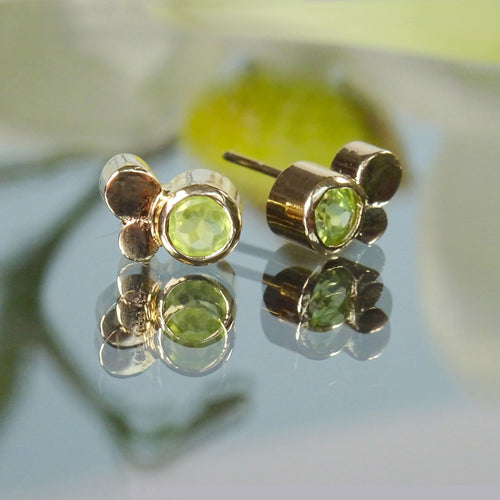 Boucles d'oreilles clous Trois bulles avec péridot - lumiss design copie | EMPREINTES Paris - EMPREINTES Paris