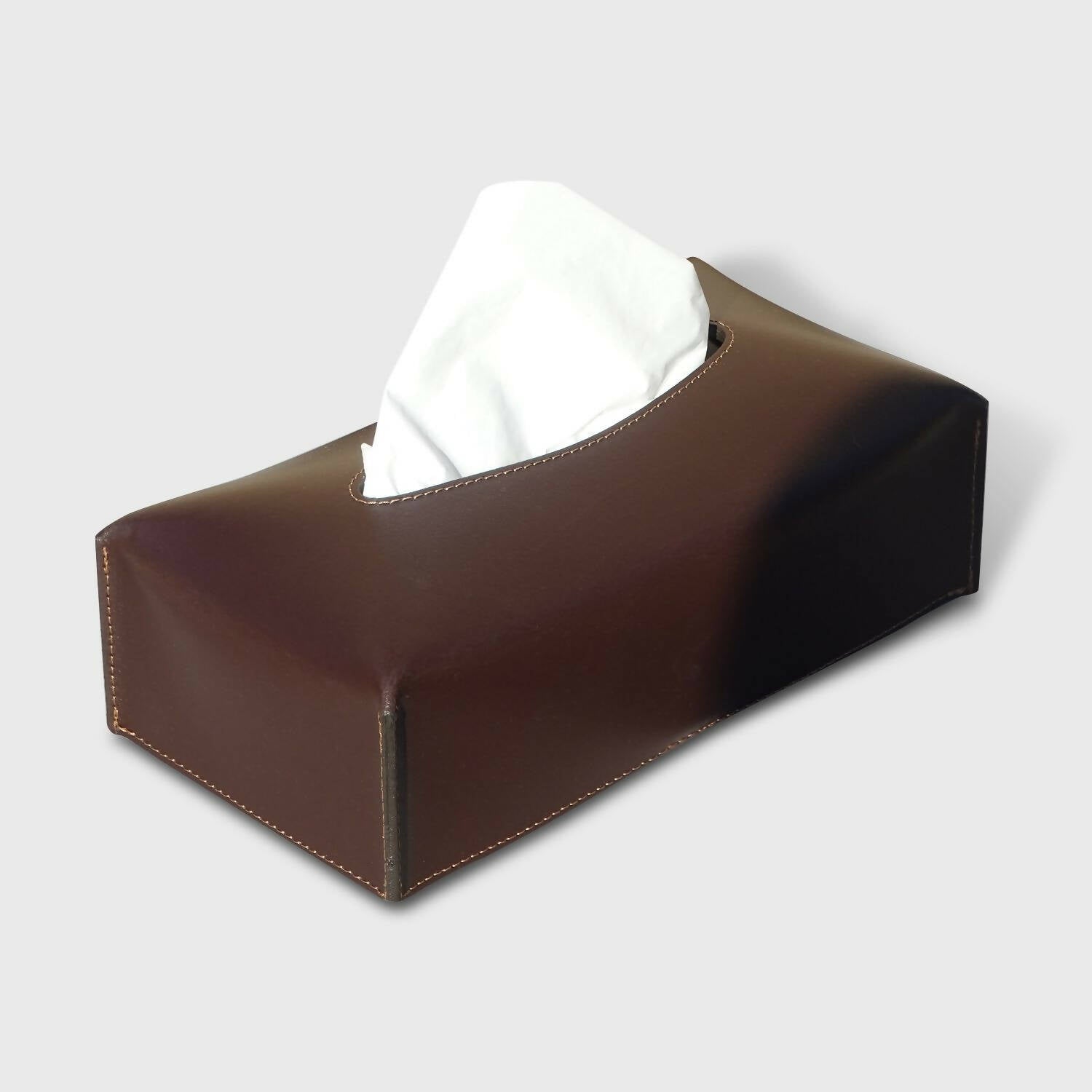Boîte à mouchoirs Allos cuir Chocolat | EMPREINTES Paris