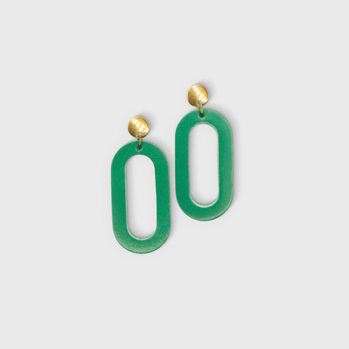 boucles_doreilles_arche_art_deco_en_cuir_vert_julie_troncin_maroquinerie | EMPREINTES Paris - EMPREINTES Paris