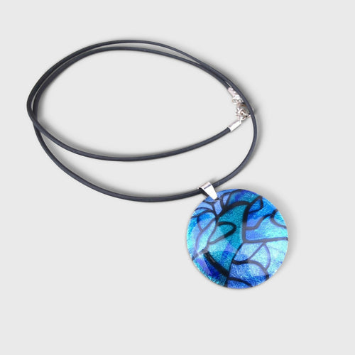 Collier en émail sur paillon d'argent - Lumière & Élégance - Bleus | EMPREINTES Paris - EMPREINTES Paris