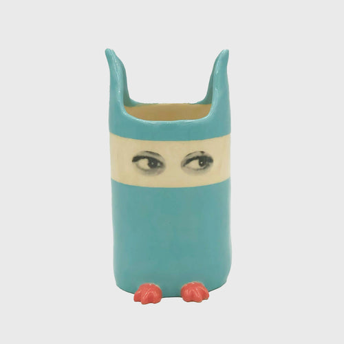 Vase Espionne bleu à bandeau, petit modèle | EMPREINTES Paris - EMPREINTES Paris