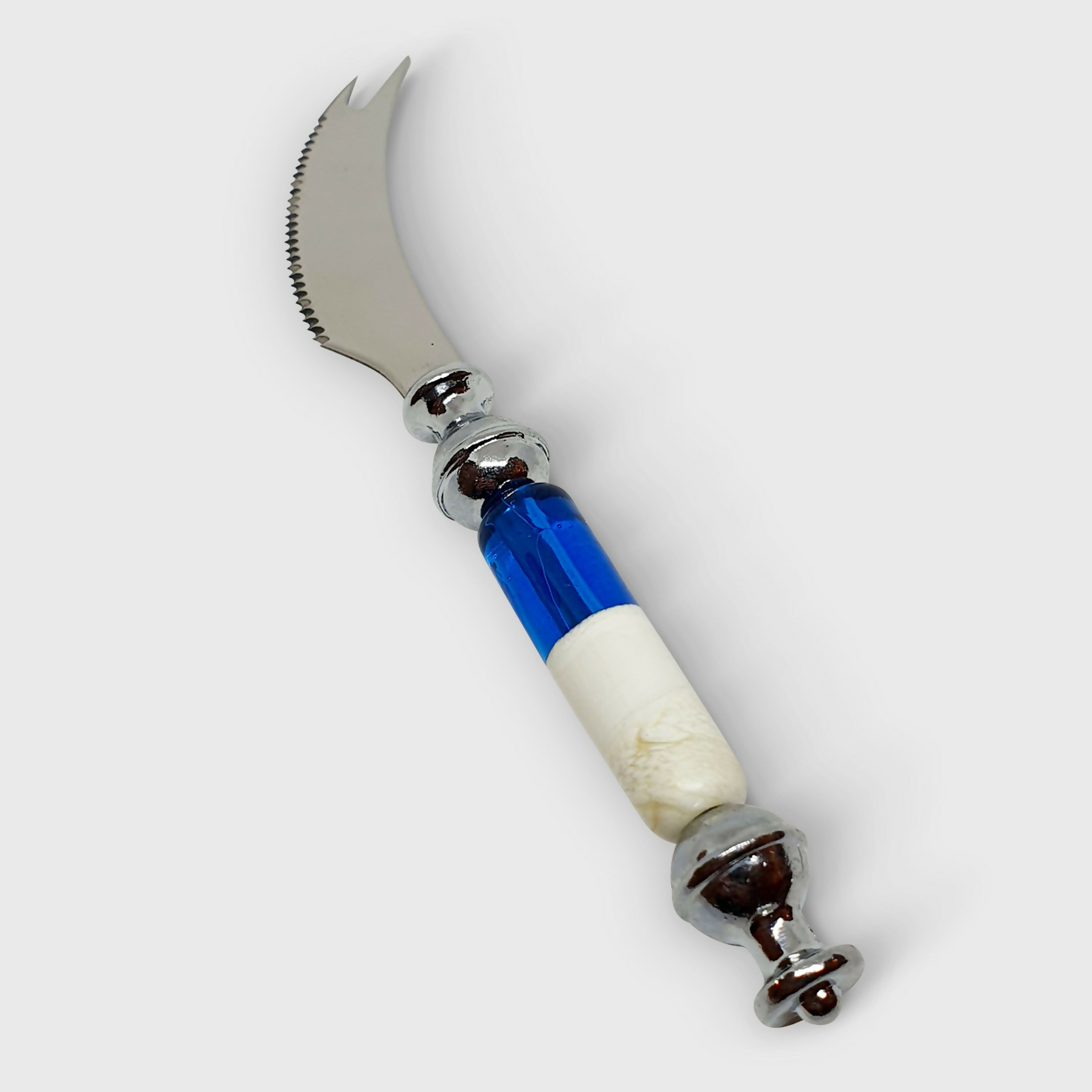 Couteau fromagette bleu turquoise et ivoire | EMPREINTES Paris