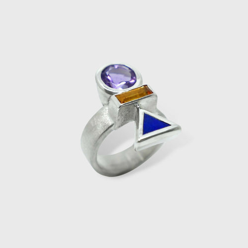 Bague Cairn Argent, Lapis Lazuli, Citrine et Améthyste | EMPREINTES Paris - EMPREINTES Paris