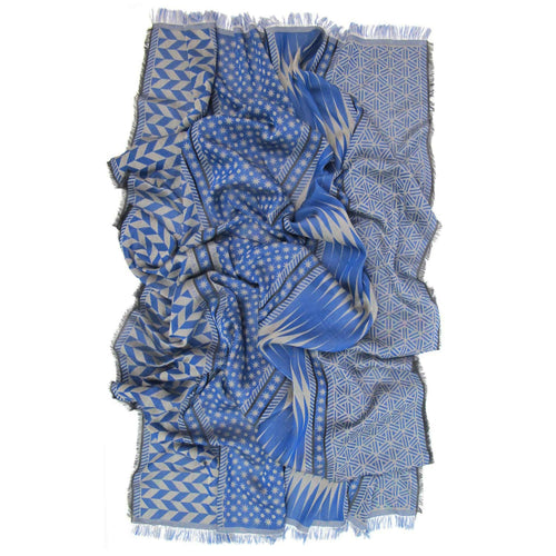 Écharpe Maxi Coton Soie Bleu Sable PLANETARIUM | EMPREINTES Paris - EMPREINTES Paris