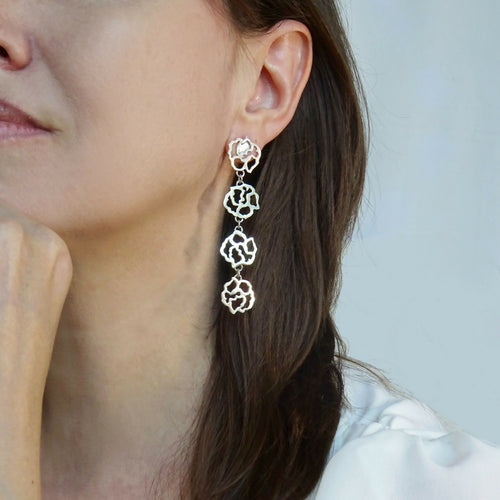 Boucles d'oreilles argent Quatre boutons de Rose | EMPREINTES Paris - EMPREINTES Paris