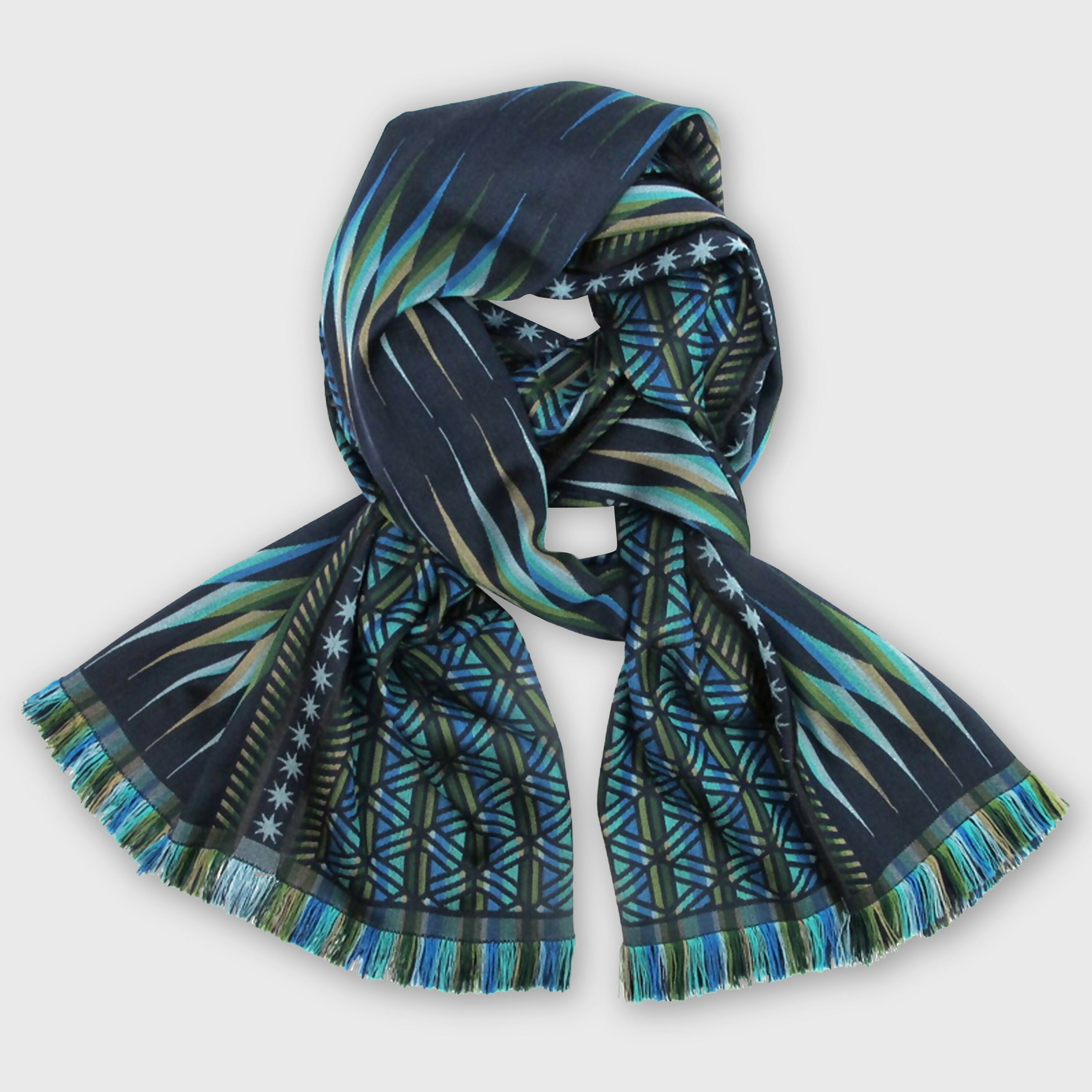 echarpe_midi_laine_soie_multico_marine_lune_infini_sophie_guyot_soieries copie | EMPREINTES Paris