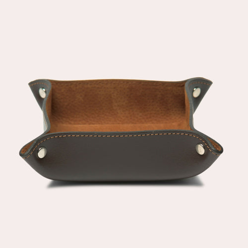 Vide-poche carré en cuir chocolat | EMPREINTES Paris - EMPREINTES Paris