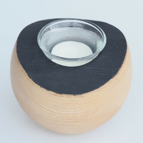 Bougeoir en frêne noir et argent à bord naturel | EMPREINTES Paris - EMPREINTES Paris