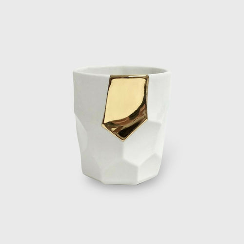 Verre facetté en porcelaine blanc et or | EMPREINTES Paris - EMPREINTES Paris