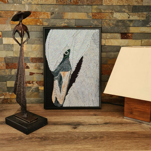 Tableau de broderie perlée L'élégance du cygne | EMPREINTES Paris - EMPREINTES Paris