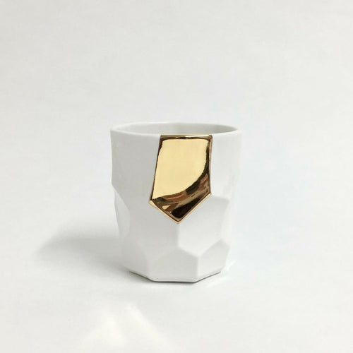 Verre facetté en porcelaine blanc et or | EMPREINTES Paris - EMPREINTES Paris