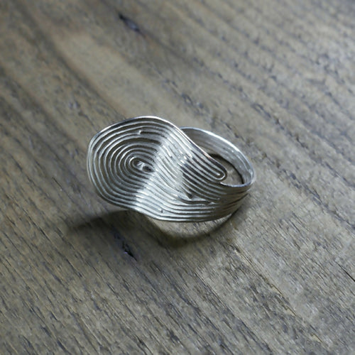 Bague empreinte sur 2 doigts en fil d'argent massif recyclé | EMPREINTES Paris - EMPREINTES Paris