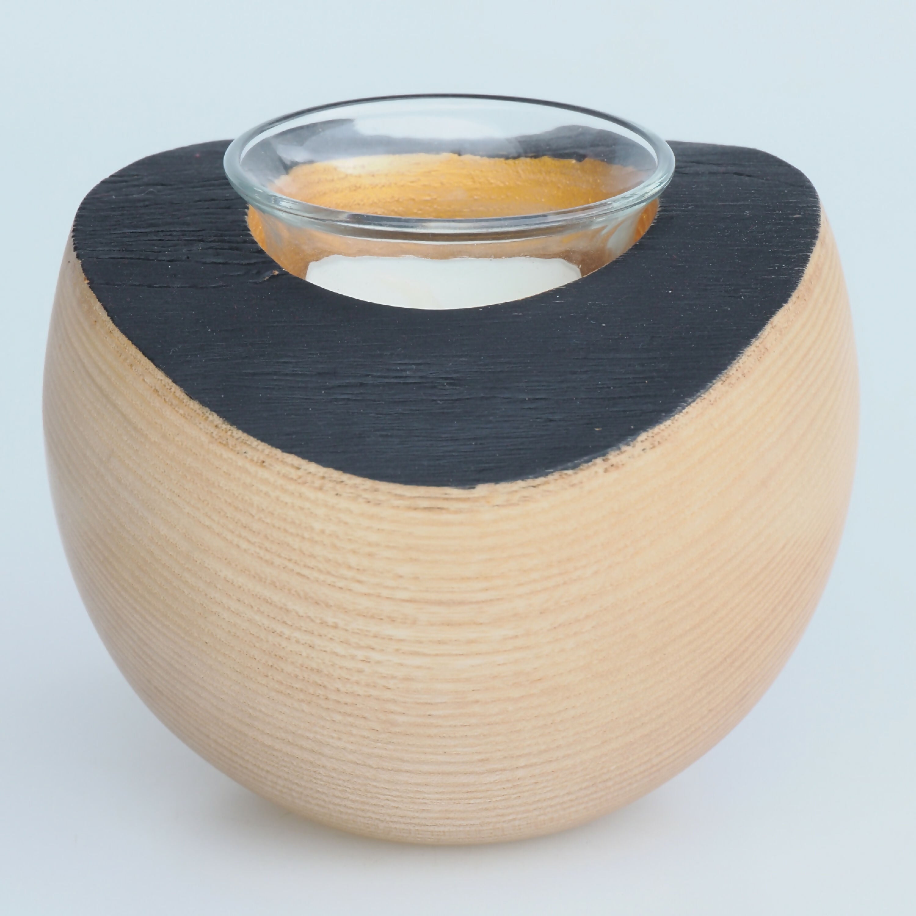 Bougeoir en frêne noir et or à bord naturel | EMPREINTES Paris