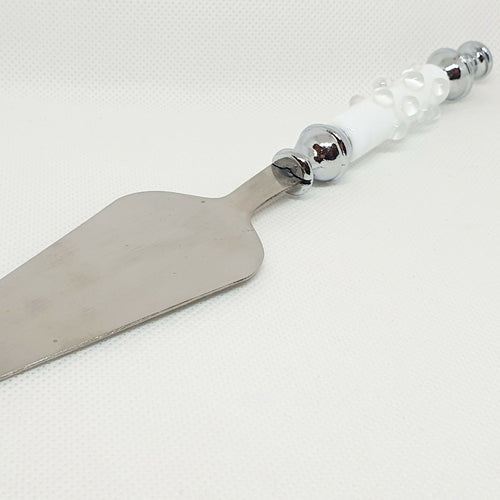 Pelle à tarte en verre de Murano blanc et cristal - Rosée hivernale | EMPREINTES Paris - EMPREINTES Paris