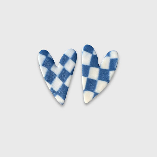 Boucles d'oreilles coeurs damier | EMPREINTES Paris - EMPREINTES Paris