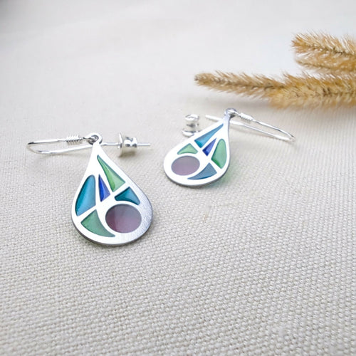 Boucles d’oreilles, les gouttes – Émail Plique-à-Jour et Argent | EMPREINTES Paris - EMPREINTES Paris
