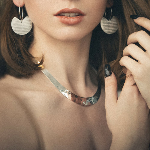 Boucles d'oreilles argent Imprimé Cuir | EMPREINTES Paris - EMPREINTES Paris