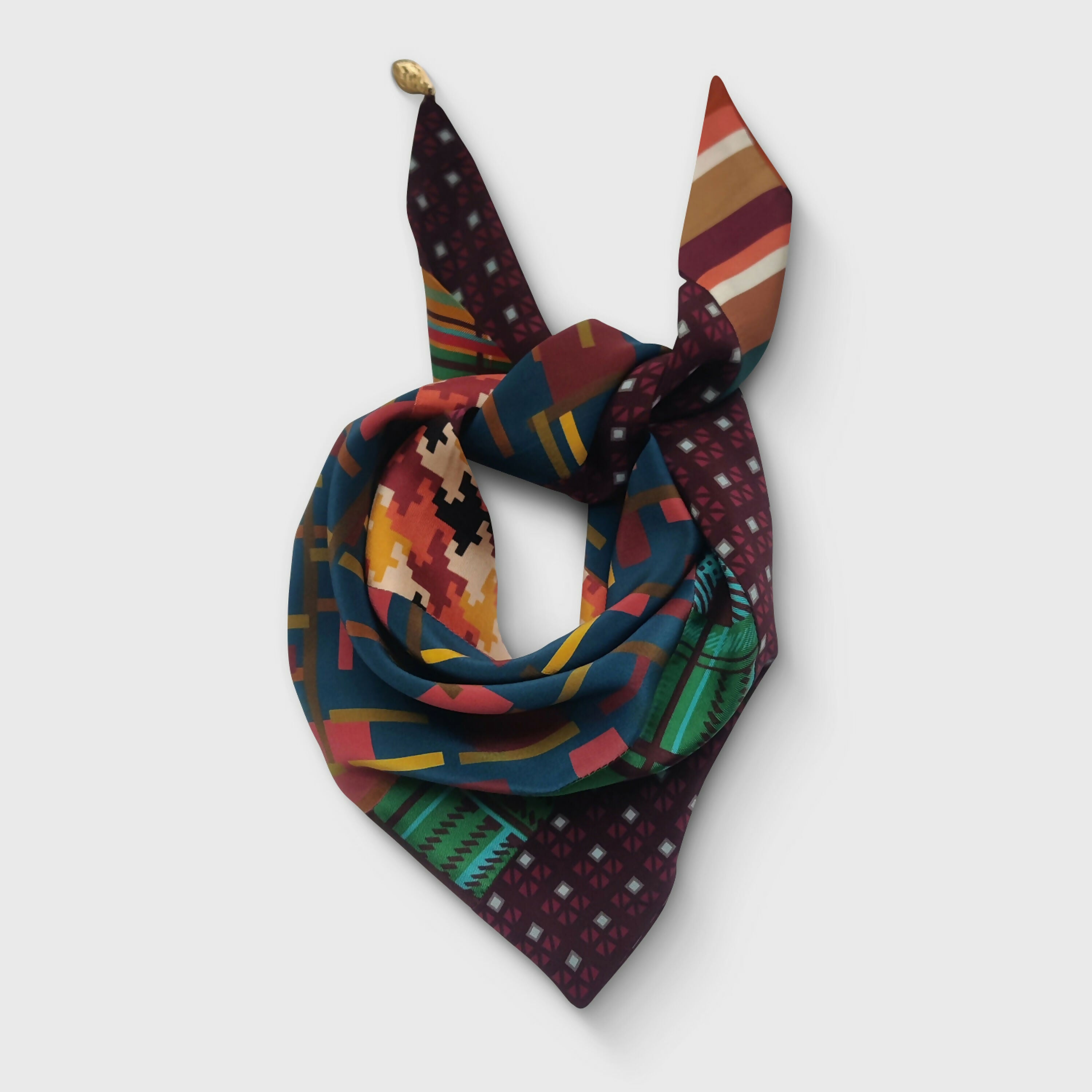 Foulard pointe soie- geometric blue | EMPREINTES Paris