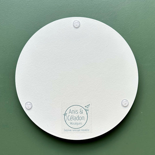 Dessous-de-plat mosaïque Magnolia rouge, vert et bleu paon II | EMPREINTES Paris - EMPREINTES Paris