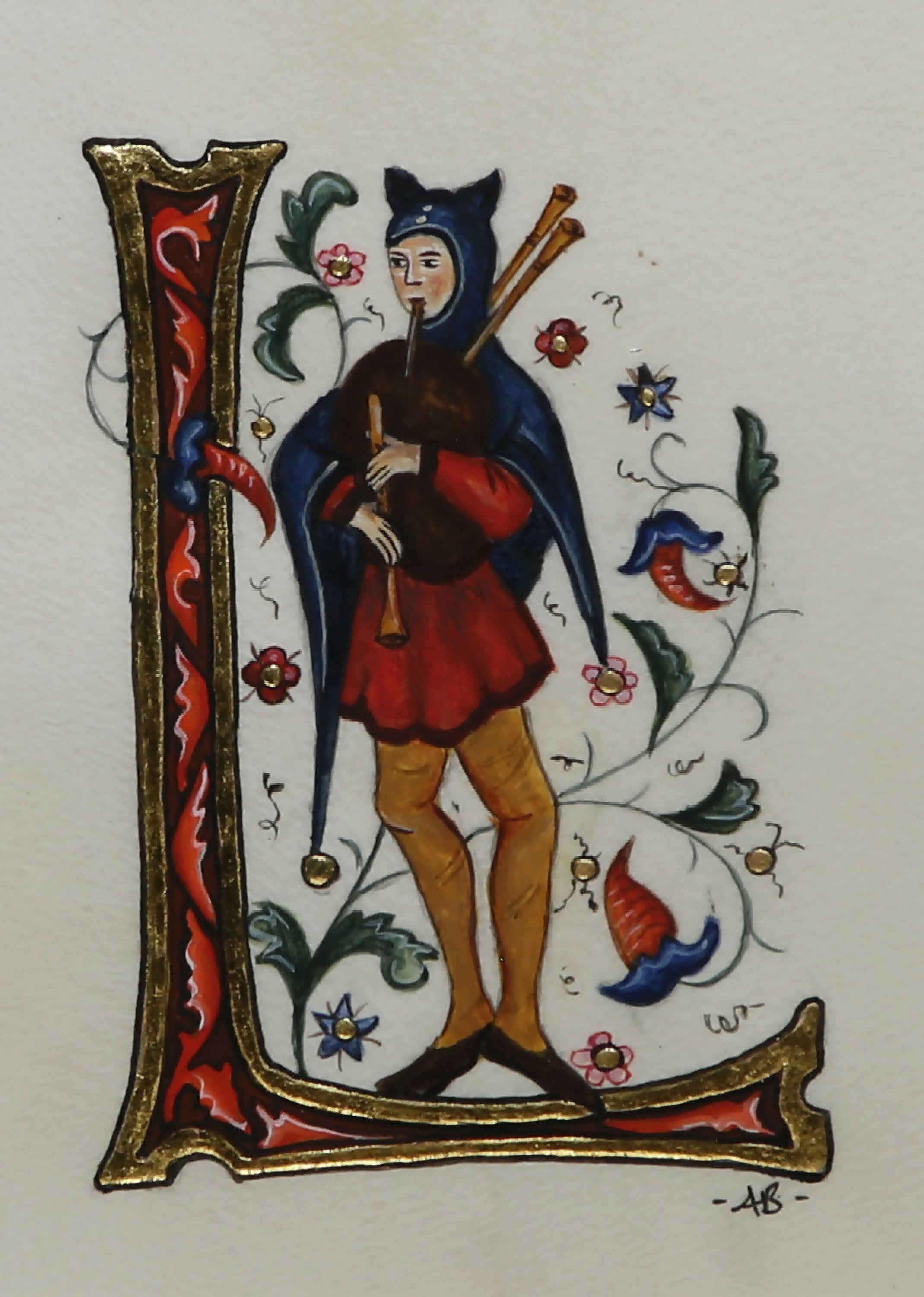 Enluminure Lettrine L (musicien) | EMPREINTES Paris