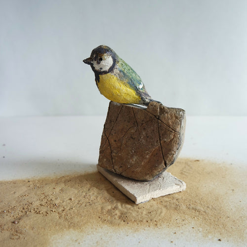 Sculpture Mésange charbonnière sur pierre | EMPREINTES Paris - EMPREINTES Paris